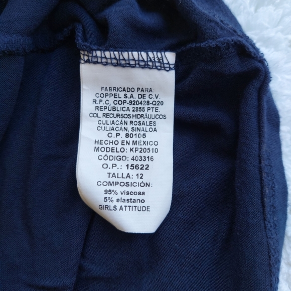 Girls Attitude - Navy Blue Short Sleeve Top Size 12 - Picture 6 of 8